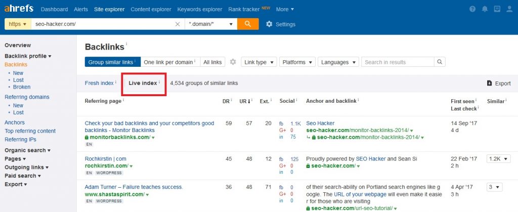 Ahrefs backlink profile updated